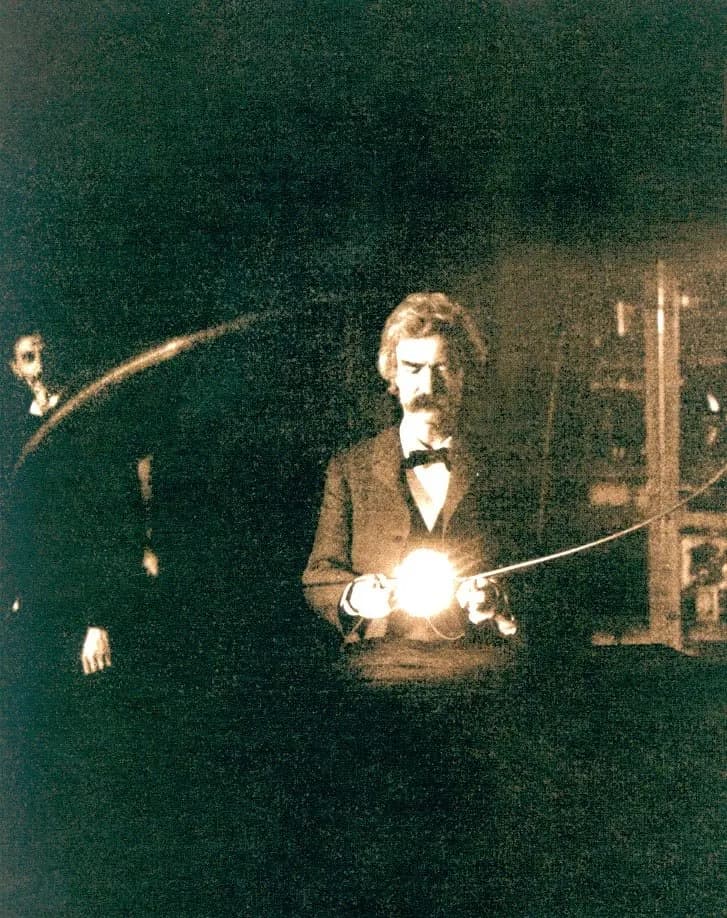 Mark Twain en el laboratorio de Tesla